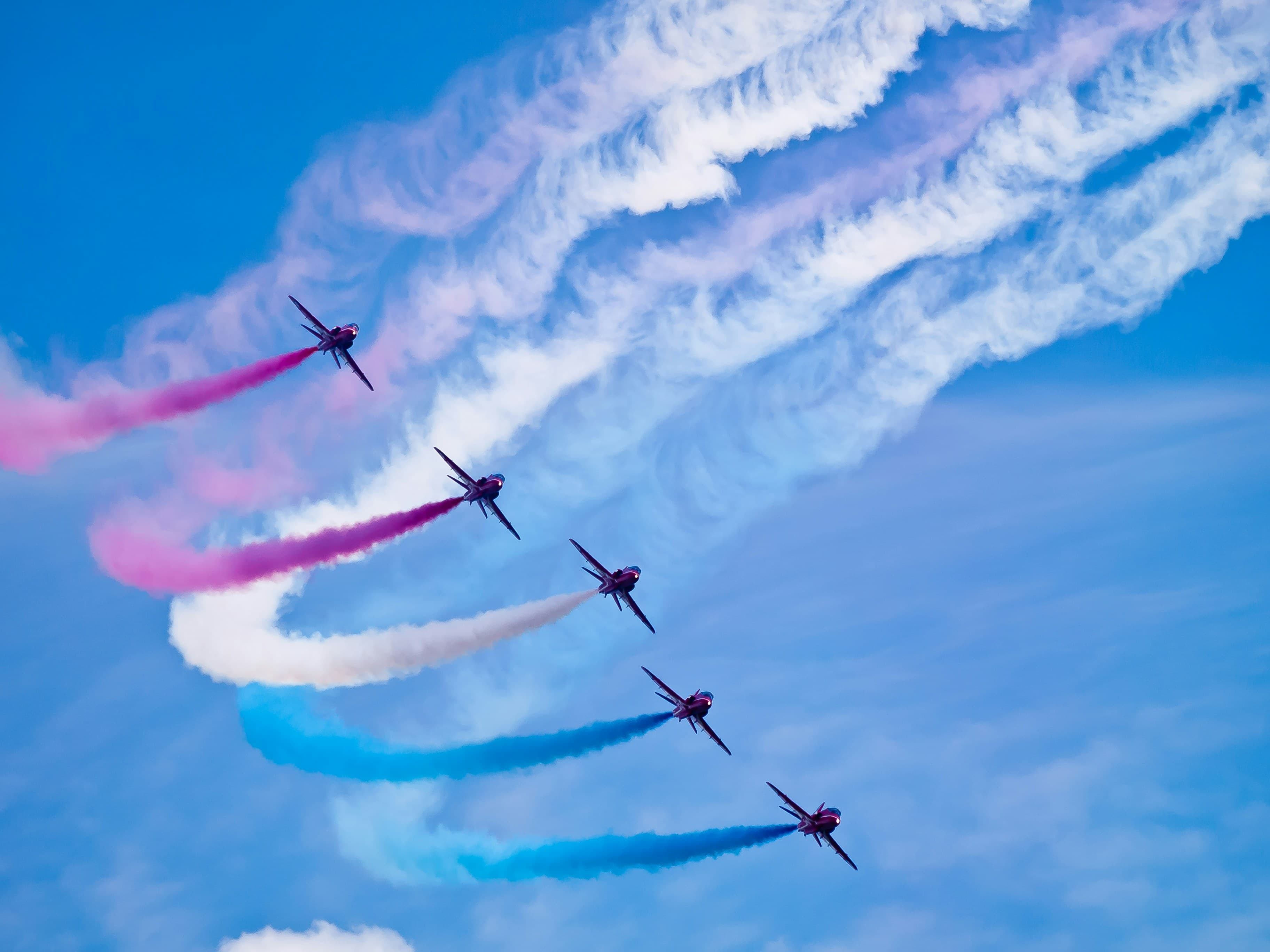 Aerobatic planes flying in formation